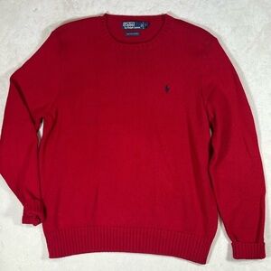 Polo Ralph Lauren Lauren Men's Red 100% Pima Cotton Knit Crewneck Sweater EUC